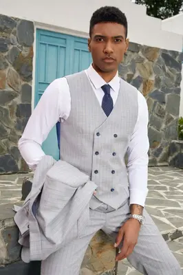 Stacy Adams Men's Hybrid Suit: Light Pattern 3-Piece