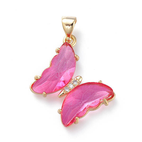Brass Micro Pave Clear Cubic Zirconia Pendants