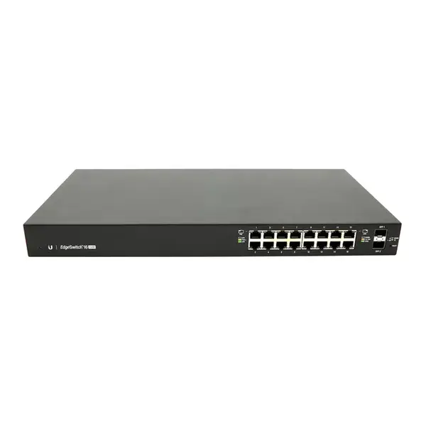ES-16-150W Ubiquiti EdgeSwitch 16 x RJ-45 Ports PoE+ 1000Base-T + 2 x SFP Ports Layer 2 Managed 1U Rack-Mountable Gigabit Eth...