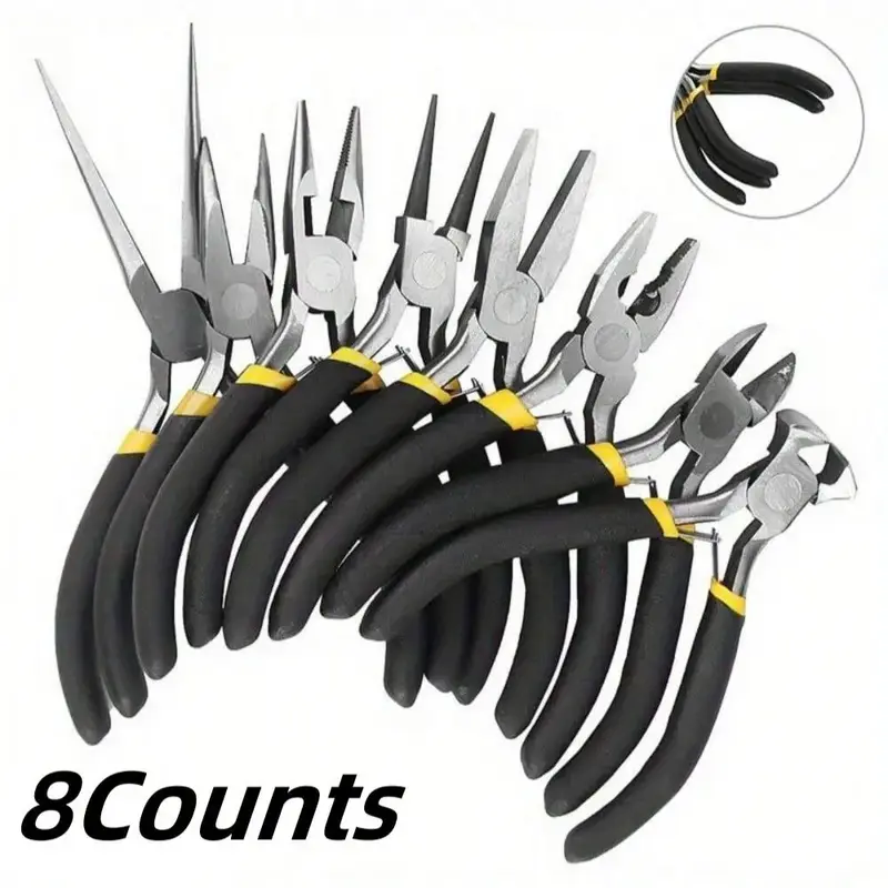 Precision Jewelry Pliers Tool Set, 8 Counts/set Jewelry Pliers Kit, Jewelry Making Tools, Versatile & Portable, for Expert Je...