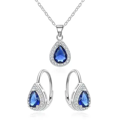 Beneto Charming Silver Zirconia Jewelry Set AGSET361R (Pendant, Chain, Earrings)