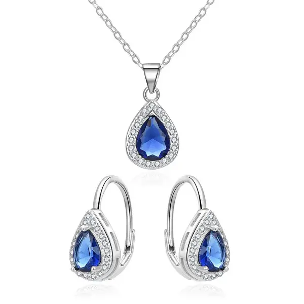 Beneto Charming Silver Zirconia Jewelry Set AGSET361R (Pendant, Chain, Earrings)