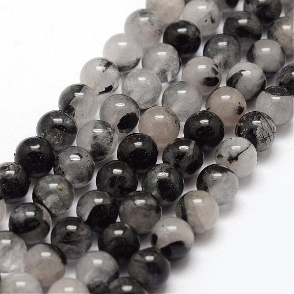 Natural Black Rutilated Quartz Bead Strands