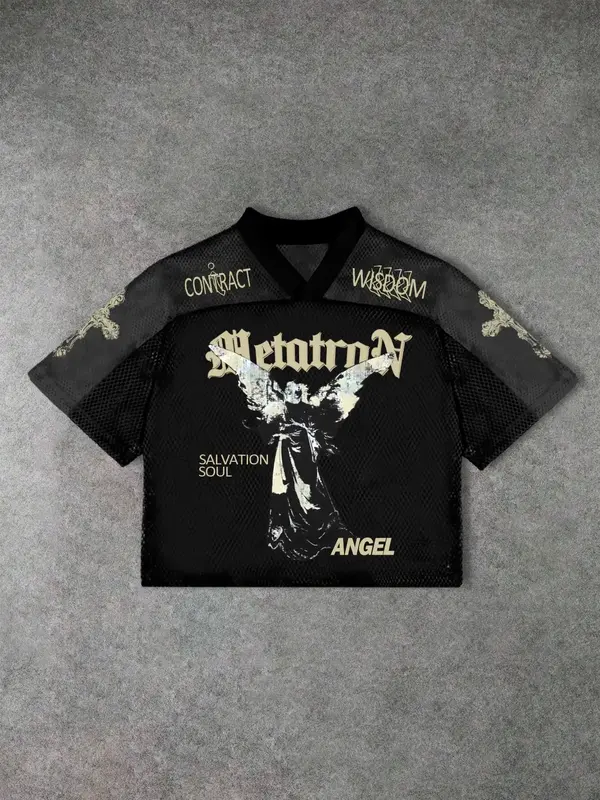 Men's Angel Print Short Sleeve Graphic Tee, Loose Casual Fashion T-shirt for Summer, Men's Top for Daily Wear, Tropical