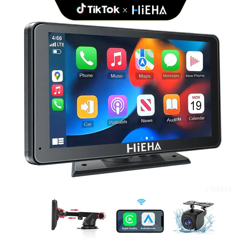 【Hieha】2025 Newest Portable Carplay Screen for Car, 7 Inch IPS Touchscreen Car Stereo Support Wireless Carplay DealsforYo...