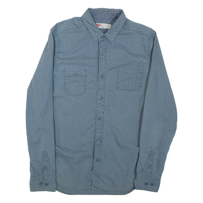 LEVI'S Slim Fit Mens Plain Shirt Blue Long Sleeve M