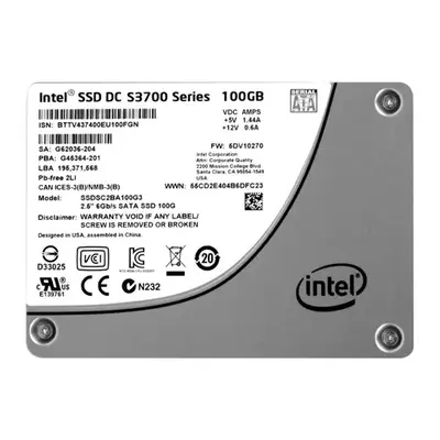 Intel SSDSC2BA100G3ES | DC S3700 100GB Multi-Level Cell SATA 6Gb/s 2.5-Inch Solid State Drive