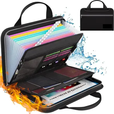 Rollforall 13 Pockets Accordion Fireproof Document Organizer with Handle,Fireproof Documents Bag,Portable Fireproof Safe File...