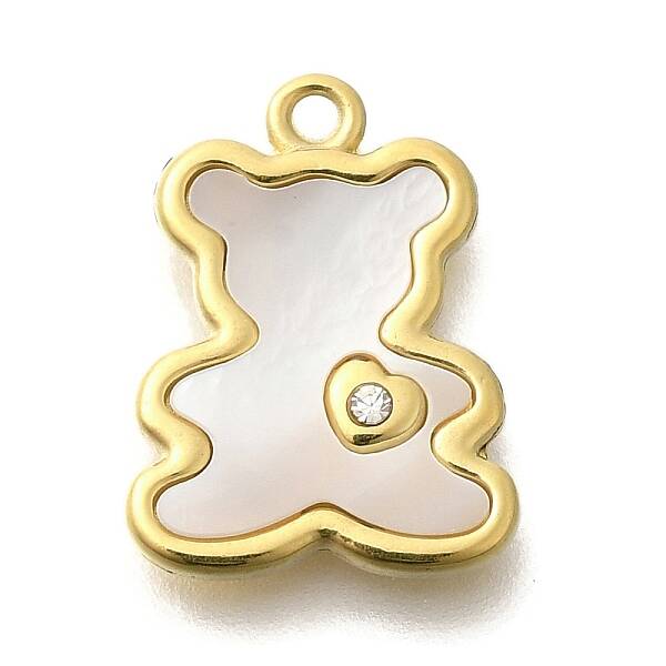 Ion Plating(IP) 304 Stainless Steel Pave Shell Pendants