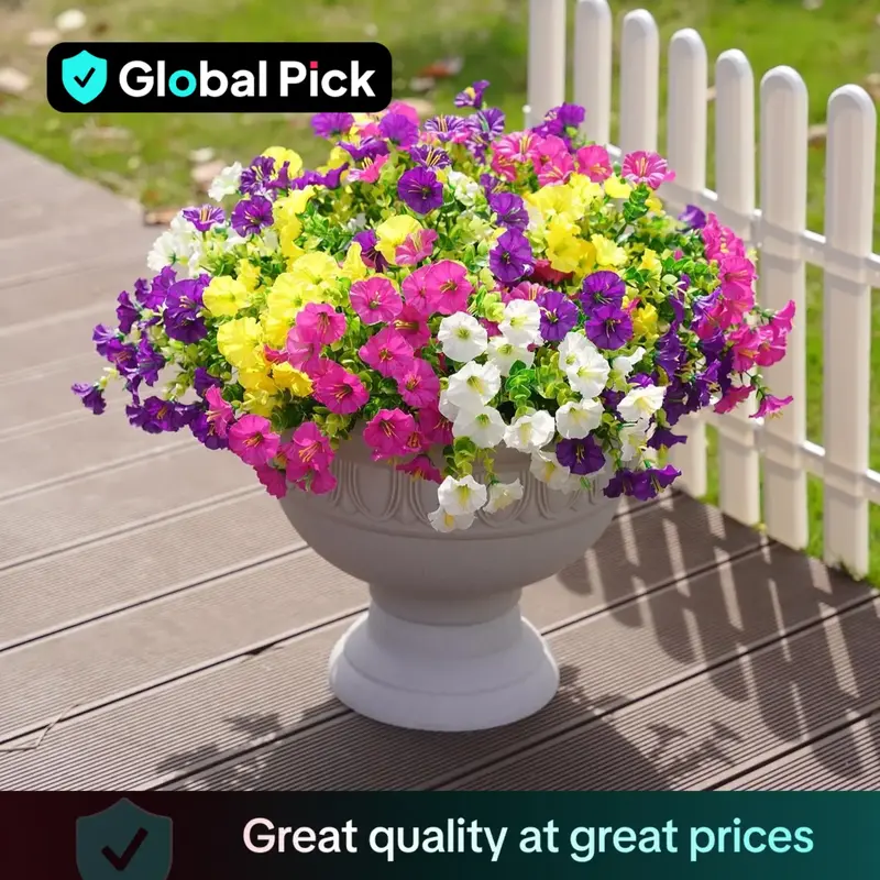 Artificial Potted Plant, 10pcs Faux Flower with UV Protective Function, Decorative Flower for Outdoor Home Flowerpot Porch Te...