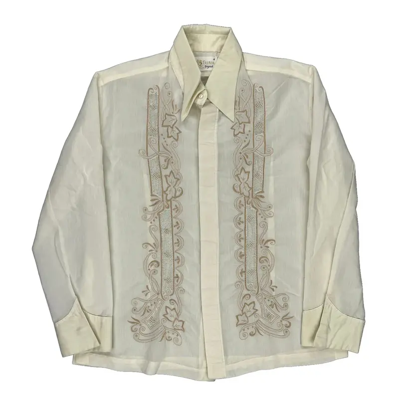 1980S Faxton Embroidered Shirt - XL Cream Cotton