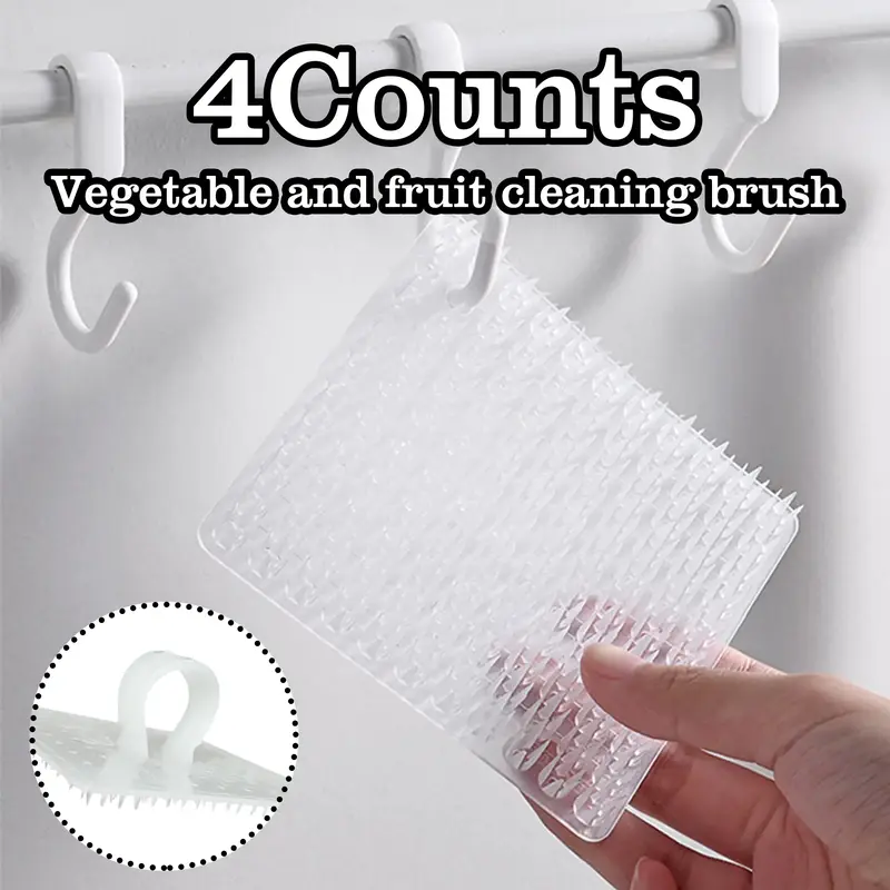 4 Counts Vegetable Scrubber, Kitchen Scrubber Brushes for Fruits Vegetables, Dense Soft Cleaning Brush for Carrots Potatoes, ...