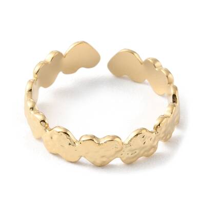 304 Stainless Steel Heart Open Cuff Rings