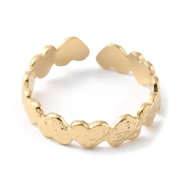 304 Stainless Steel Heart Open Cuff Rings