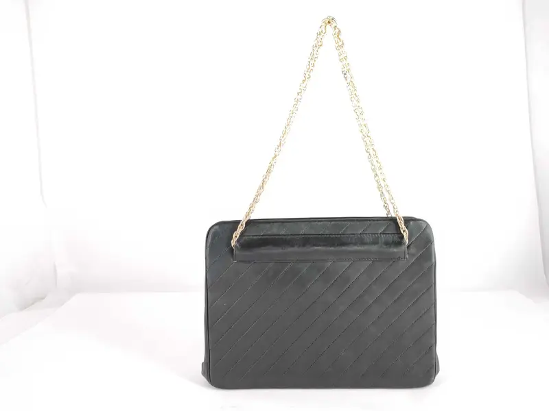 Pre-owned CHANEL PVC Shoulder Bags Lambskin 2.55 Matlasse Lambskin W Chain Shoulder Bag Black Shoulder Bag