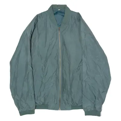 Mens Bomber Jacket Green Silk 2XL