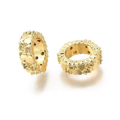 Brass Micro Pave Cubic Zirconia European Beads