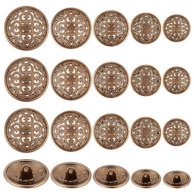 50Pcs 5 Styles 1-Hole Alloy Shank Buttons