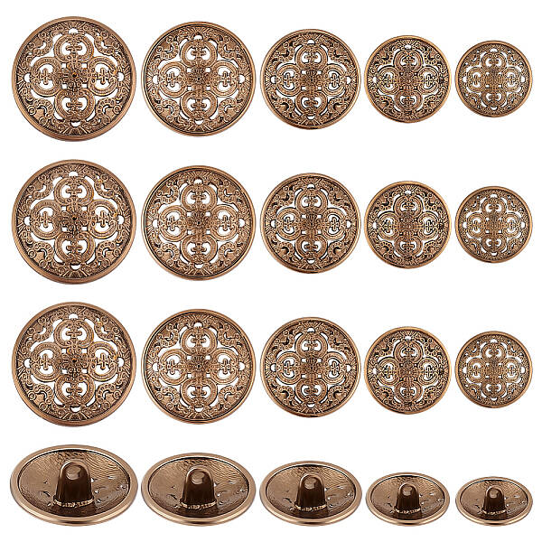 50Pcs 5 Styles 1-Hole Alloy Shank Buttons