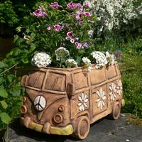 Vintage Hippie Van Design Resin Planter, Creative Flower Pot for Indoor & Outdoor Decor, Versatile Room Accent, Garden Suppli...