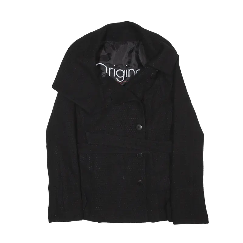 CALVIN KLEIN JEANS Overcoat Jacket Black Wool Womens S