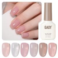 GAOY lcy Milk Tea Jelly Nude Gel Nail Polish Set, 6 Transparent Colors Milky White Pink Brown, Soak Off UV Light Cure Gel Pol...