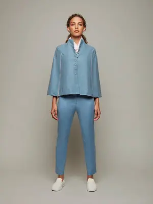 GLADE | Lambswool Zip Cape | Size: Dusk Blue / M
