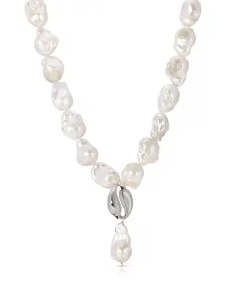 Spiral Pearl Necklace | Metal Color: Silver