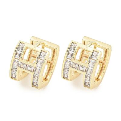Brass Micro Pave Clear Cubic Zirconia Earrings