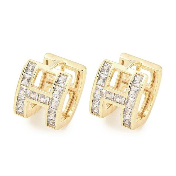 Brass Micro Pave Clear Cubic Zirconia Earrings