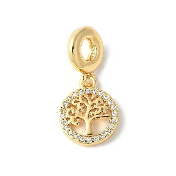Brass Micro Pave Cubic Zirconia European Dangle Charms