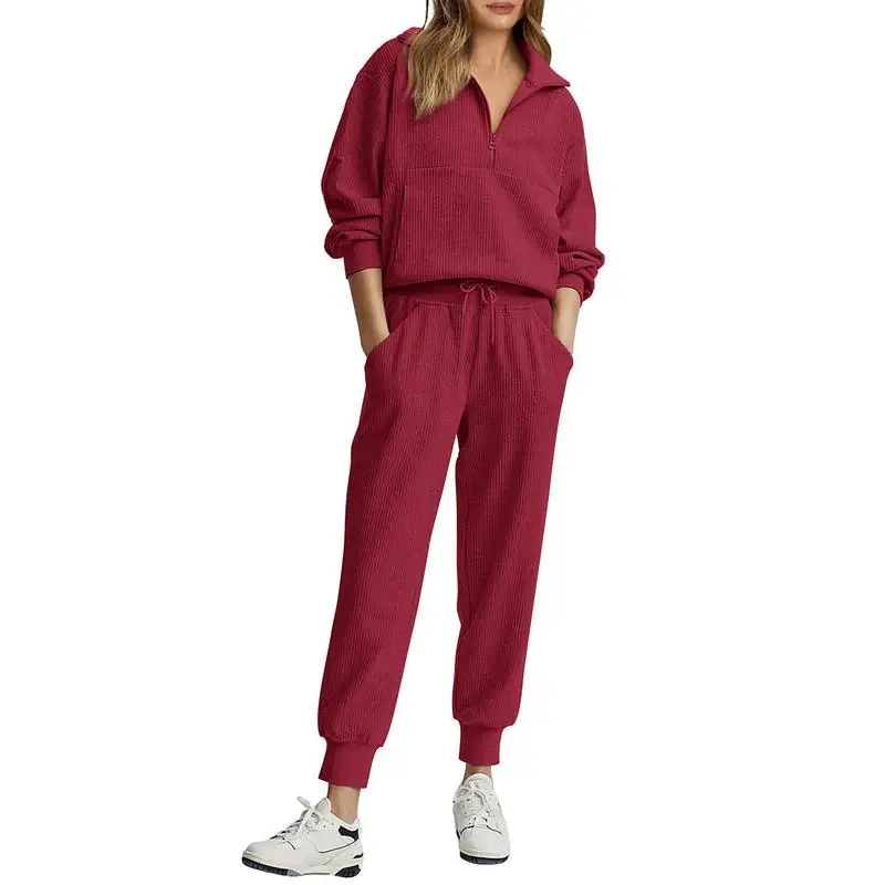 Women's 2-Piece Sweatsuits Set Long Sleeve Half Zip Pullover Sweatshirt Joggers Pants Comfy Outfits Soft Tracksuit Athletic T...