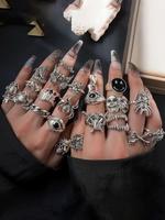 Punk Gothic Style Ring Set, Fashionable Skull & Spider Design Rings for Women & Men, Trendy All-match & Exquisite Jewelry for...