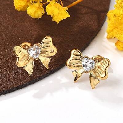 304 Stainless Steel Micro Pave Clear Cubic Zirconia Stud Earrings