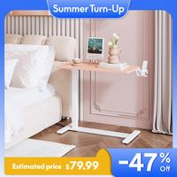 【SummerTurn-up】【FathersDayGift】Mobile Adjustable Bedside Table, Pneumatic Standing Desk with Wheels, Rolling Laptop D...