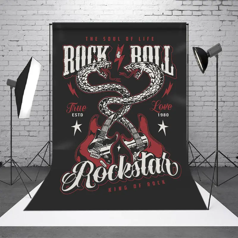 Rock And Roll Snake Guitar Musical Party Backdrop