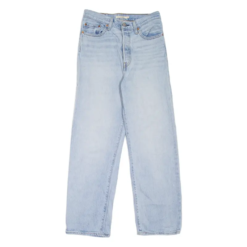 LEVI'S Ribcage BIG E Womens Jeans Blue Relaxed Straight Stone Wash W28 L29