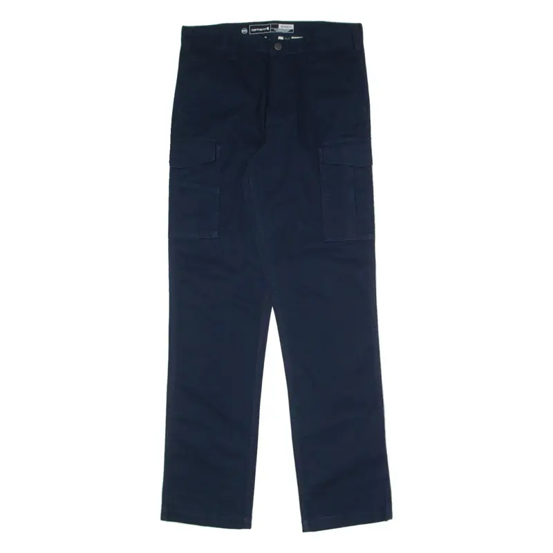 CARHARTT Cargo Workwear Mens Canvas Trousers Blue Relaxed Straight W33 L36