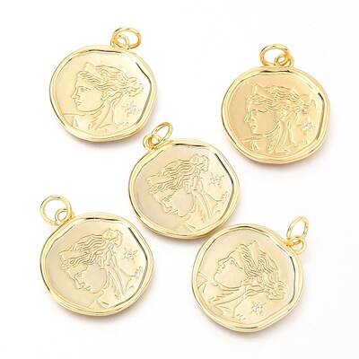 Brass Micro Pave Clear Cubic Zirconia Charms