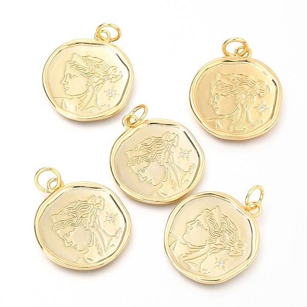 Brass Micro Pave Clear Cubic Zirconia Charms
