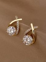 Elegant Zirconia Decorated Stud Earrings, Fashionable Jewelry for Women, Trendy All-match & Exquisite Jewelry for Birthday Gi...