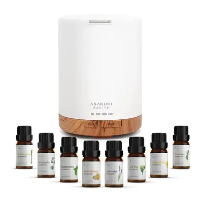 ASAKUKI 300ML Essential Oil Diffuser for Home Quiet Humidifier, Fragrance Aroma 7 Light, Auto-Off humidifiers room decor Chri...