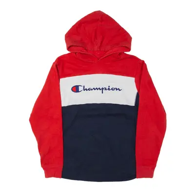 CHAMPION Colourblock Hoodie Red Pullover Boys L