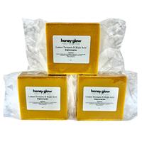 Honey Glow 3-Pack Lemon Turmeric & Kojic Acid Brighetning Soap, Dark Spot Remover, Kojic Acid Soap Body Care Body Wash Coconu...
