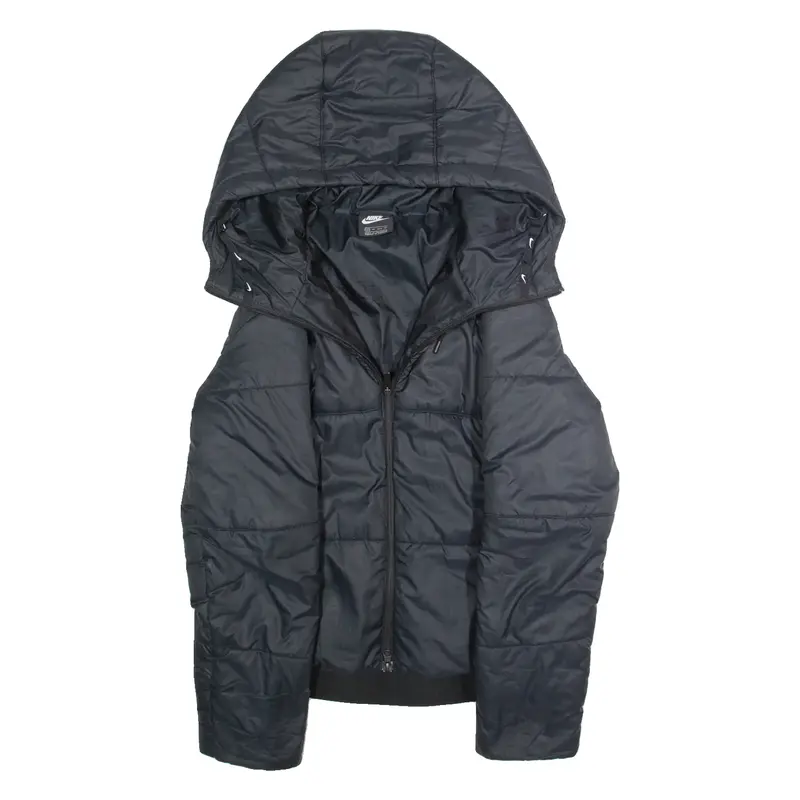 NIKE Mens Puffer Coat Black Hooded XS