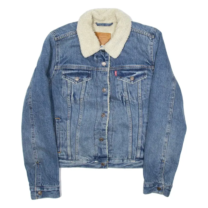 LEVI'S Womens Sherpa Lined Denim Jacket Blue M