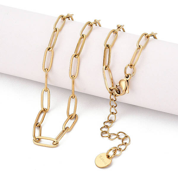 Ion Plating(IP) 304 Stainless Steel Paperclip Chain Necklace