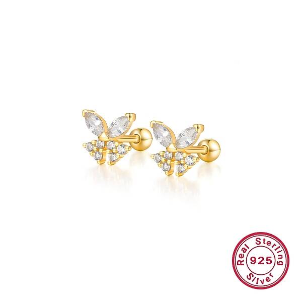 925 Sterling Silver Micro Pave Cubic Zirconia Stud Earrings for Women