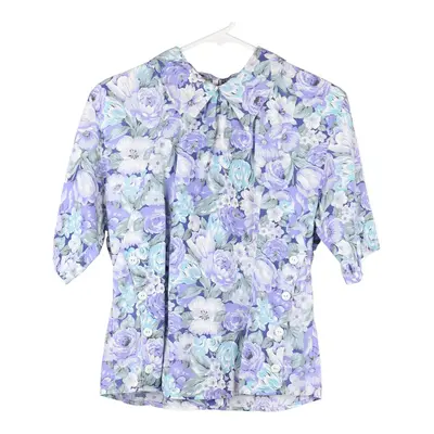 Bruno Vergani Floral Blouse - Large Blue Viscose