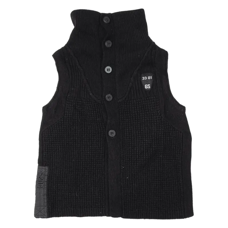 G-STAR Vest Black Chunky Knit Wool High Neck Womens L